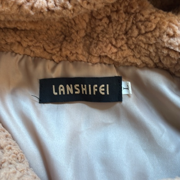 Lanshifei Oversized Fuzzy Sherpa Hooded Teddy Quarter Zip - Picture 4 of 11